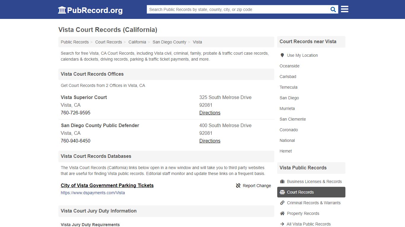 Free Vista Court Records (California Court Records)