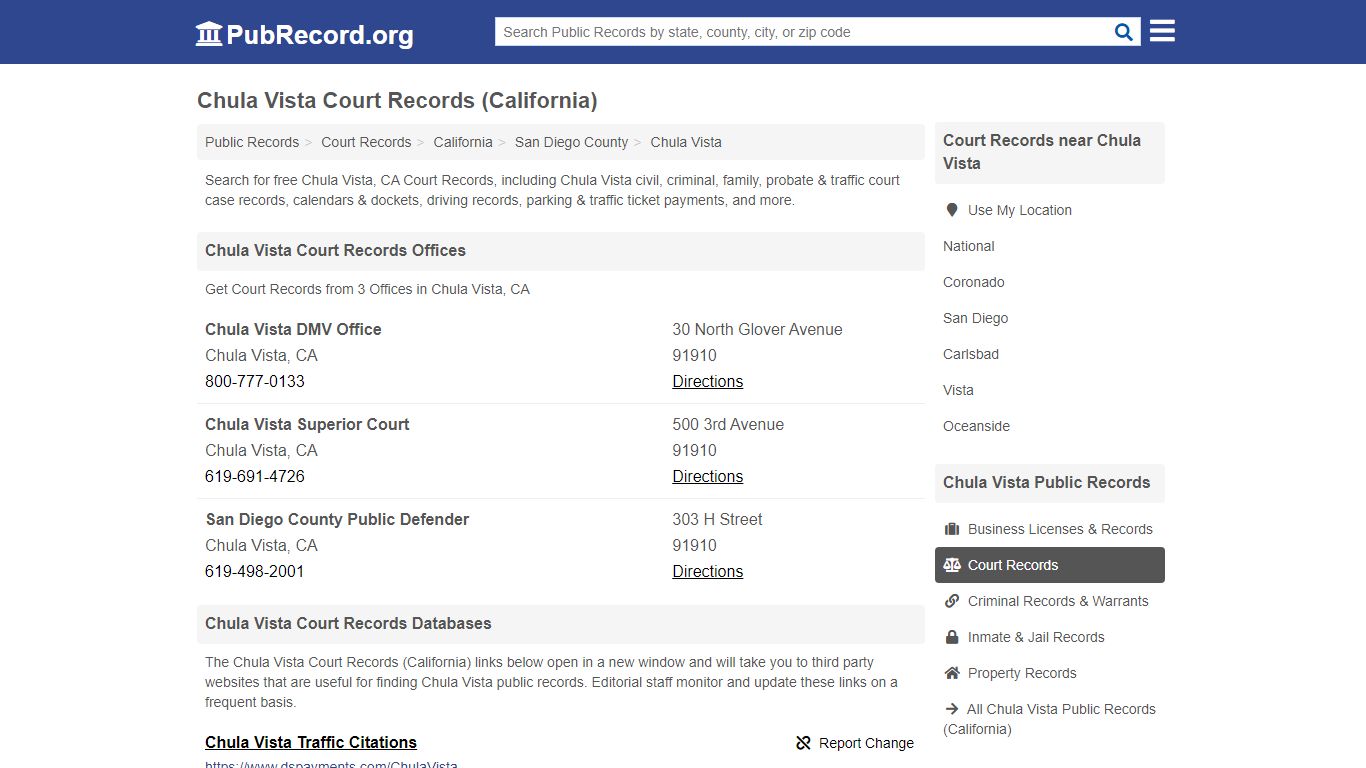 Free Chula Vista Court Records (California Court Records)