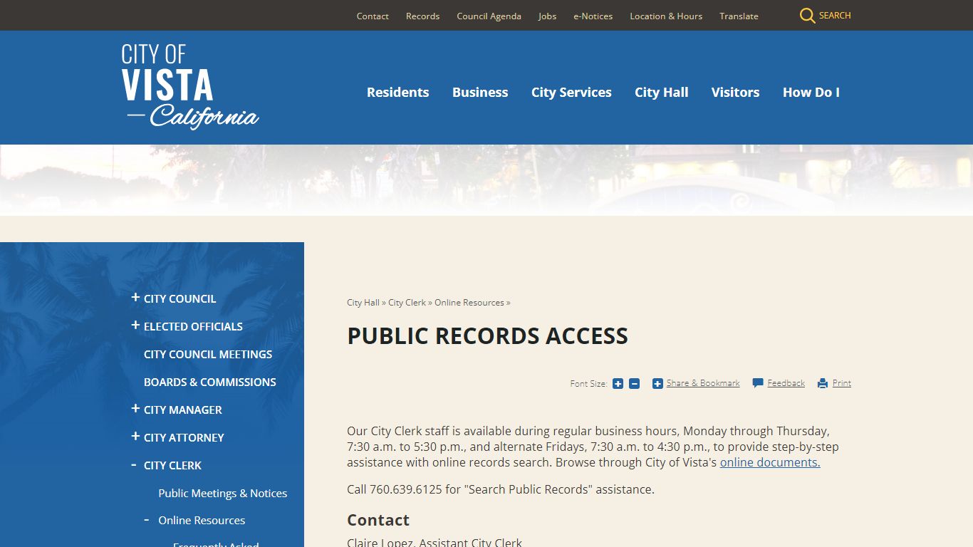 Public Records Access | City of Vista
